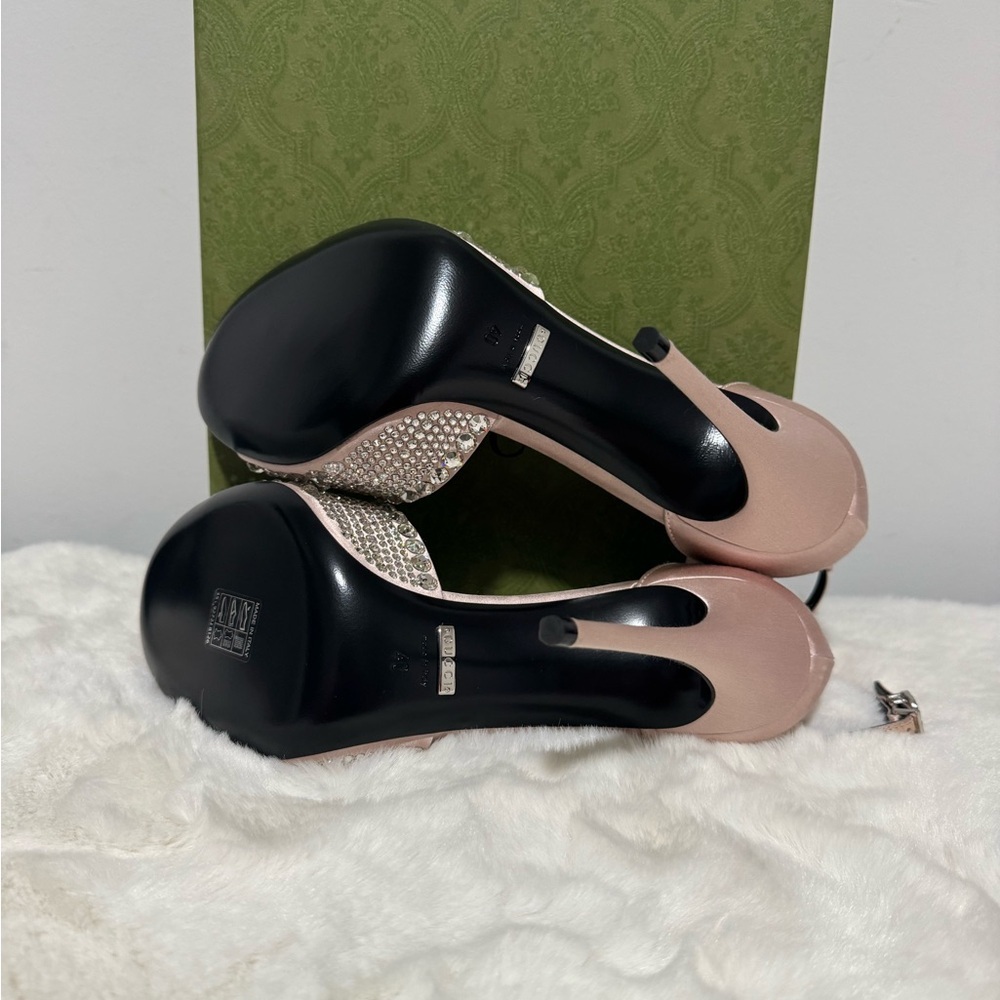 Gucci Blush Crystal-Studded Heels - Picture 5 of 6